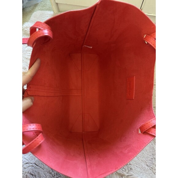 NWOT NEIMAN MARCUS Exclusive Faux Leather Tote Bag Red Holiday Colourful - Picture 5 of 11